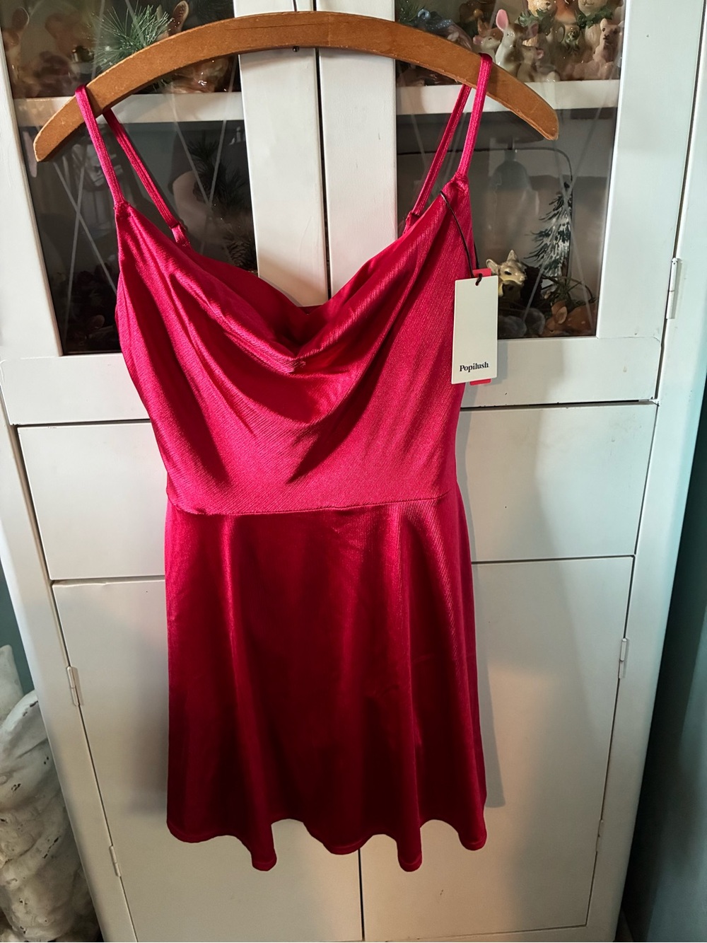 Popilush sz S Satiny Cowl Neck Slip Dress nwt